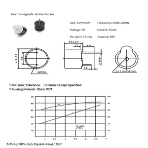 DC 5V 12V 12095 12A05 12*9,5 MM alarma zumbador magnético activo para termómetro infrarrojo <span class=keywords><strong>Industrial</strong></span> - Product Image 2