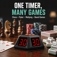 Affichage LED à 4 faces Jeux de société Mahjong Batterie rechargeable Multiple Styles Poker Timer Countdown Chess Shot Clock Plastic