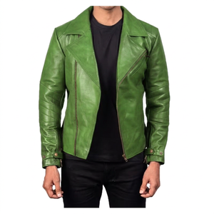 Veste en cuir PU pour hommes, style motard, fabricant OEM, logo personnalisé, veste en similicuir pour hommes, veste zippée pour motards, fournisseur - Product Image 2