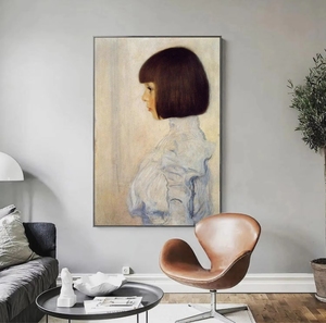 Peinture à l'huile sur toile personnalisée style <span class=keywords><strong>Klimt</strong></span>, portrait <span class=keywords><strong>de</strong></span> fille, cadre doré, peinte à la main, décoration murale, <span class=keywords><strong>reproduction</strong></span> - Product Image 3
