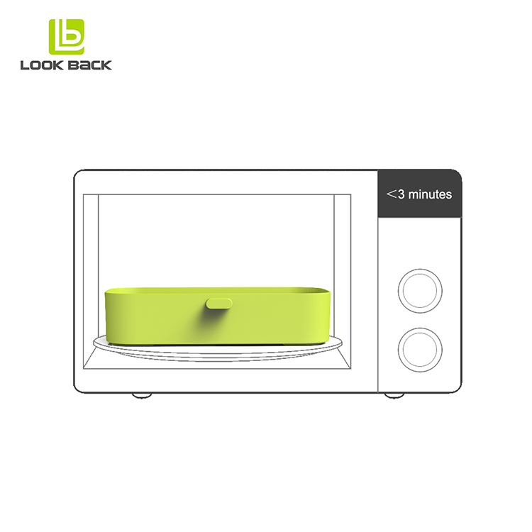 Luxe Sushi Récipient Vert Enfants Empilable En Plastique Micro-ondable Pp Carré Boîte À Bento