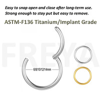 Cincin Hidung Titanium ASTM F136 Freya dengan Zirkon, Anting Hoop Septum Clicker, Perhiasan Tindik Tubuh Daith Lelix