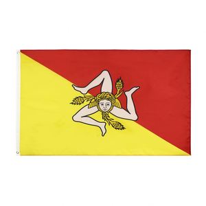 Drapeau de <span class=keywords><strong>Sicile</strong></span> 3x5 pieds <span class=keywords><strong>en</strong></span> polyester imprimé avec œillets <span class=keywords><strong>en</strong></span> laiton, certifié <span class=keywords><strong>EN</strong></span>-71, style souple et fluide, <span class=keywords><strong>en</strong></span> stock, prêt à être expédié - Product Image 1