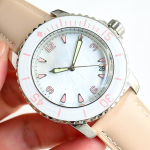 Fashion New Trend White Dial Pink Genuine Leather Strap Luminous Hands Date Display 300M Waterproof Unisex Elegant Luxury Watch - Product Image 2