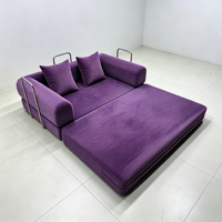 Canapé modulaire en velours côtelé tendance, livré en boîte, à assembler soi-même, entièrement en mousse, idéal pour les petits espaces et appartements-studio