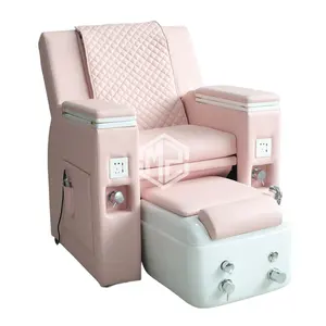 เก้าอี้สปาเท้าสำหรับนวดเล็บสีชมพูสุดฮอต2023พร้อมชามสปามือเก้าอี้นวดสำหรับร้านนวดเล็บเพื่อความงาม