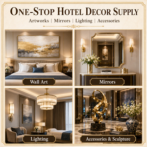 Hotel Interior Decoration Soft Furnishing Package Custom <strong>Wall</strong> Art Oil Painting <strong>Mirror</strong> Lighting Decor <strong>Set</strong> for Lobby Room Corridor - Product Image 2