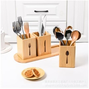 Wooden Cutlery Storage Box <b>Set</b> <b>Square</b> Knife Fork Spoon Holder Desktop Organizer Kitchen Utensil Rack - Product Image 3