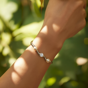 Snake Stainless Steel Bracelet With Pearl <b>Crystal</b> Fashion <b>Beaded</b> Accessory Unisex Jewelry - Product Image 2