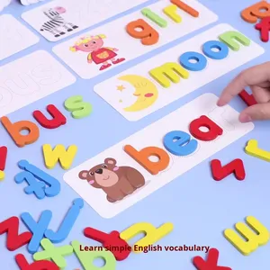 26 pezzi giocattolo di legno <span class=keywords><strong>per</strong></span> bambini alfabeto <span class=keywords><strong>inglese</strong></span> ortografia gioco di parole apprendimento precoce cognitivo blocco di costruzione Puzzle - Product Image 3