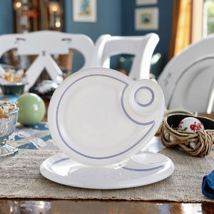 Nieuwe Stijl 9.6 Inch Zee Slak Ontwerp Melamine Witte Diner Plaat Met Blauwe Rand - Product Image 3