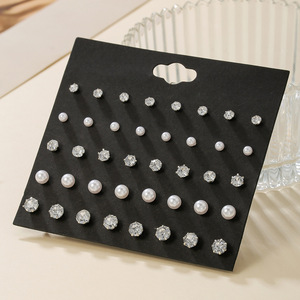 Ensemble de 20 paires de boucles d'oreilles en fausses perles et strass, bijoux élégants simples et assortis pour femmes, en alliage de zinc et acier inoxydable - Product Image 3