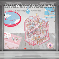 Pour SIMNO Creative Mini Maison Jouet Autocollant Kit Faire Votre Propre Dortoir DIY Artisanat Scènes Vacances Activité Fête Jeu Décoratif