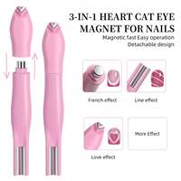 Bâtonnet Magnétique 3-en-1 pour Ongles, Effet Œil de Chat, Motif Cœur 3D, Double Ligne, Motif Serpent Lune, pour Manucure Française UV