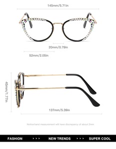 Lunettes photochromiques décoratives à monture œil de chat en diamant coloré avec verres anti-lumière bleue à changement de couleur - Product Image 5