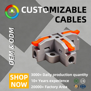 Divisor de Cable Eléctrico Rápido de 3 <span class=keywords><strong>V</strong></span>ías, Terminales de Cobre, Conectores Macho/Hembra de PC/Nylon, Diseño de Palanca a Presión, Adaptador en T - Product Image 1