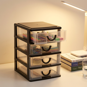 Stackable Desktop Organizer with Clear <strong>Drawers</strong> 5-Tier <strong>Plastic</strong> <strong>Storage</strong> <strong>Unit</strong> for Home Office Desk Stationery Accessories Supplies - Product Image 2