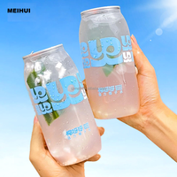 Bouteilles cylindriques transparentes en PET de 55 mm avec logo personnalisé, 300 ml/500 ml/650 ml, avec bouchon à clapet pour l'emballage de bière, thé, soda, jus, eau, crème