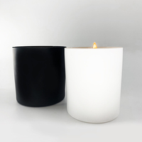 Boîte personnalisée OEM en bois noir mat et blanc, bougie de luxe en cire de soja parfumée avec mèche en coton, pot en verre avec couvercle métallique, cadeaux de mariage