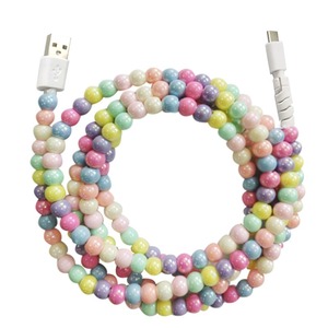 1 mètre <span class=keywords><strong>de</strong></span> long 2 en 1 Unique Fashion Jewelry Pearl Beaded Colorful USB Charging Cable for Phone - Product Image 6