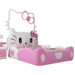 Modern Design Meubilair Koningin Frame <span class=keywords><strong>Hello</strong></span> <span class=keywords><strong>Kitty</strong></span> <span class=keywords><strong>Bed</strong></span> Meisje Cartoon Dubbel Hout Kinderen Bedden Voor Kinderen