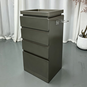 Carrito de Herramientas de Salón de Belleza Moderno de Alta Gama en Madera Negra, Carrito de Peluquería de Lujo de 4 Niveles con Cajones - Product Image 2