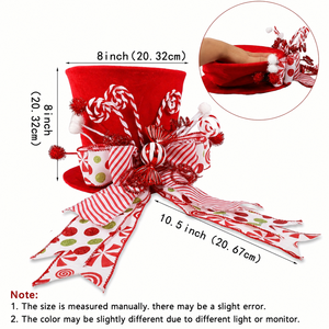 Ornamen Topi Pohon Natal dengan Pita Permen dan Busur Lipat Kain Grosir Pabrik - Product Image 6