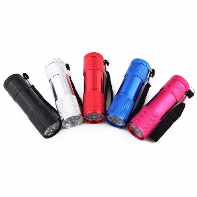 QXMOVING Wholesale Custom Logo 9LED Torch AAA Battery Aluminum Portable EDC Promotion Gift Mini Pocket Flashlight Giveaway