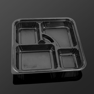 Boîtes alimentaires jetables en plastique, pièces, emballage sûr pour aliments, blanc PS PET quatre plats et assiettes séparation, fête, blister de qualité - Product Image 1