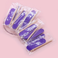 Lot de 2 mini-limes à ongles professionnelles roses et violettes, grain 180, en bois, avec bâtonnets en bois d'oranger, jetables pour manucure
