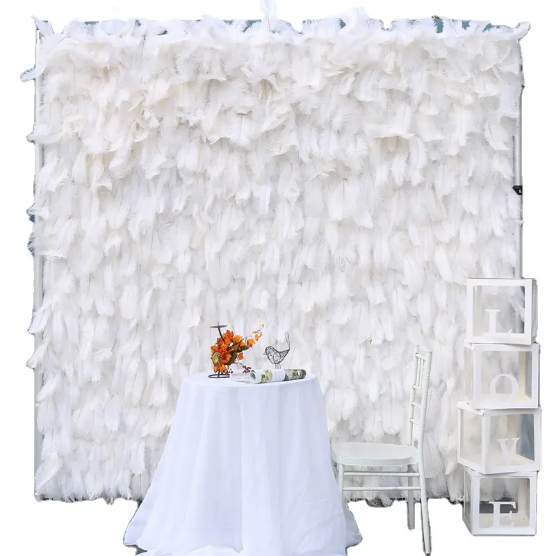 Новая 3D ткань с белыми перьями, занавеска С раскатывающимися цветами, Настенная ткань, искусственное растение на стену, свадебный фон, декор для вечеринки, сценический дизайн