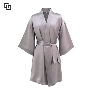Ensemble de 3 robes caraco en satin de soie et soie à manches longues pour Femme, vêtements de détente élégants et personnalisés en acétate, ensembles de luxe pour femmes - Product Image 3