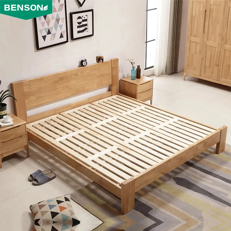 Personalizado baixo preço simples design moderno madeira quarto mobiliário king size madeira cama de casal