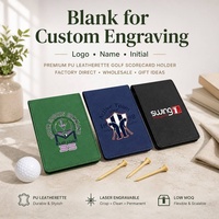 Porte-cartes de score de golf en similicuir gravable au laser, vente en gros, couverture de carnet de scores portable et légère en cuir gravé au laser