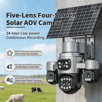 Cámara Solar Wistino de 5 Lentes, Sistema de Tarjeta SIM 4G, Vigilancia 24/7, Protección del Hogar, Detección de Movimiento, Cámara de Seguridad para Exteriores