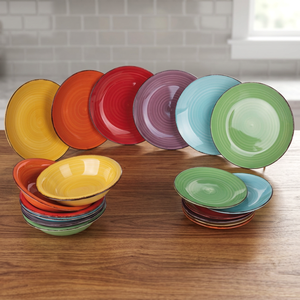 Set da Pranzo in Ceramica Baita, 4 Pezzi Rotondi, Lavabili in Lavastoviglie, Servizio di Stoviglie per Feste in Porcellana - Product Image 3