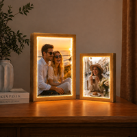 Cadre photo en verre illuminé avec plaque de verre vierge pour sublimation, format A4 A5, cadre photo lumineux LED avec prise secteur