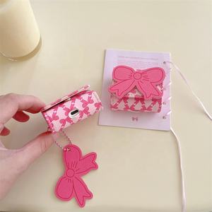 Funda para auriculares inalámbricos Bluetooth de Apple para <span class=keywords><strong>Airpodspro</strong></span>, funda con tapa, patrón de cuero rosa, lazo <span class=keywords><strong>1</strong></span>/2, adecuada para 3 fundas para auriculares - Product Image 2