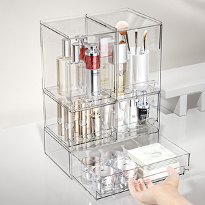 Clear Cosmetic Storage <b>Box</b> With Drawers 2.1L 3.5L 4.8L 14.4L Desktop Organizer For Skincare <b>Makeup</b> Products - Product Image 2