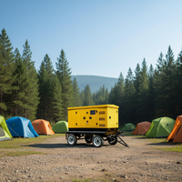 Groupe électrogène diesel mobile 10Kw 20Kw 30Kw 50Kva 100Kva 200Kw sur remorque, faible consommation de carburant, dynamo, silencieux, pour le transport