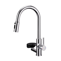 Robinet de salle de bain moderne en acier inoxydable, mitigeur monocommande chaud/froid, à poser sur le comptoir