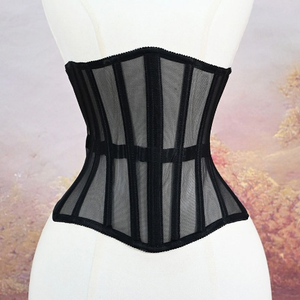 Women's Underbust Boned Lace-up Jacquard <b>Corset</b> <b>Belt</b> Breathable Bustier Waspie Spandex/Nylon Firm Control FancyShape - Product Image 6