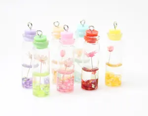 unique flower mini bottle pendant charms for DIY jewelry making custom messager wish bottle pendant charms wedding gifts