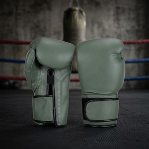 Gants d'entraînement de boxe en PU vert avec fermeture Velcro pour adultes - Product Image 3