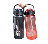 Botella Minimalista de 64oz (1800ml) a Prueba de Fugas, Libre de BPA, Ecológica, con Pajita para Beber Directo, Marcador de Tiempo y Apta para Lavavajillas