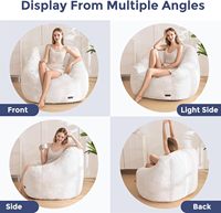Housse de pouf en fausse fourrure confortable et luxueuse, avec support dorsal, une place pour adultes et enfants - Canapé de sol rembourré pour salon