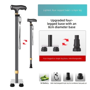 ไม้เท้าอลูมิเนียมอัลลอยด์น้ำหนักเบาแบบใหม่ ดีไซน์สี่ขาสำหรับผู้สูงอายุ รับน้ำหนักได้ 50 กก. ปรับความสูงได้ 77-100 ซม. - Product Image 3