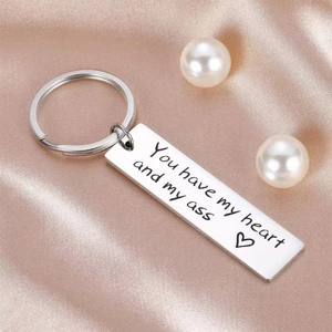 Vendita calda portachiavi in metallo rettangolare hai il mio cuore e il mio culo portachiavi Logo goffratura portachiavi per regali promozionali - Product Image 4