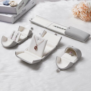 Joyero de terciopelo doble abierto color marrón anillo colgante brazalete cadena pulsera caja de embalaje joyero de <span class=keywords><strong>clase</strong></span> alta - Product Image 2