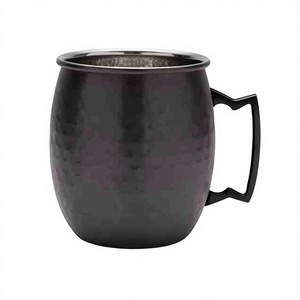 Bouteille en cuivre en acier inoxydable noir mat avec poignée en laiton, design classique, portable, écologique, sans danger pour les aliments, pour la maison et les fêtes - Product Image 1